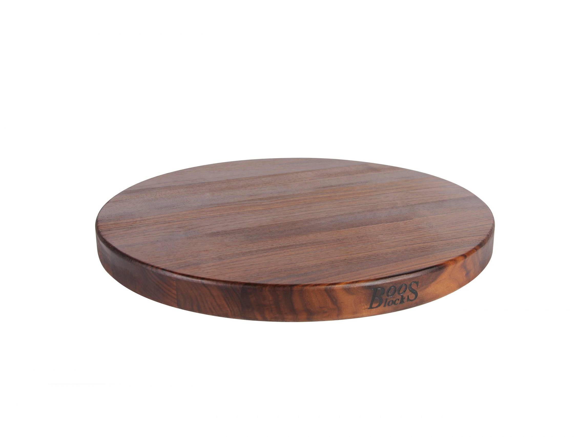 Pro Chef round chopping board with recessed handles; black walnut; can be used on both sides 61