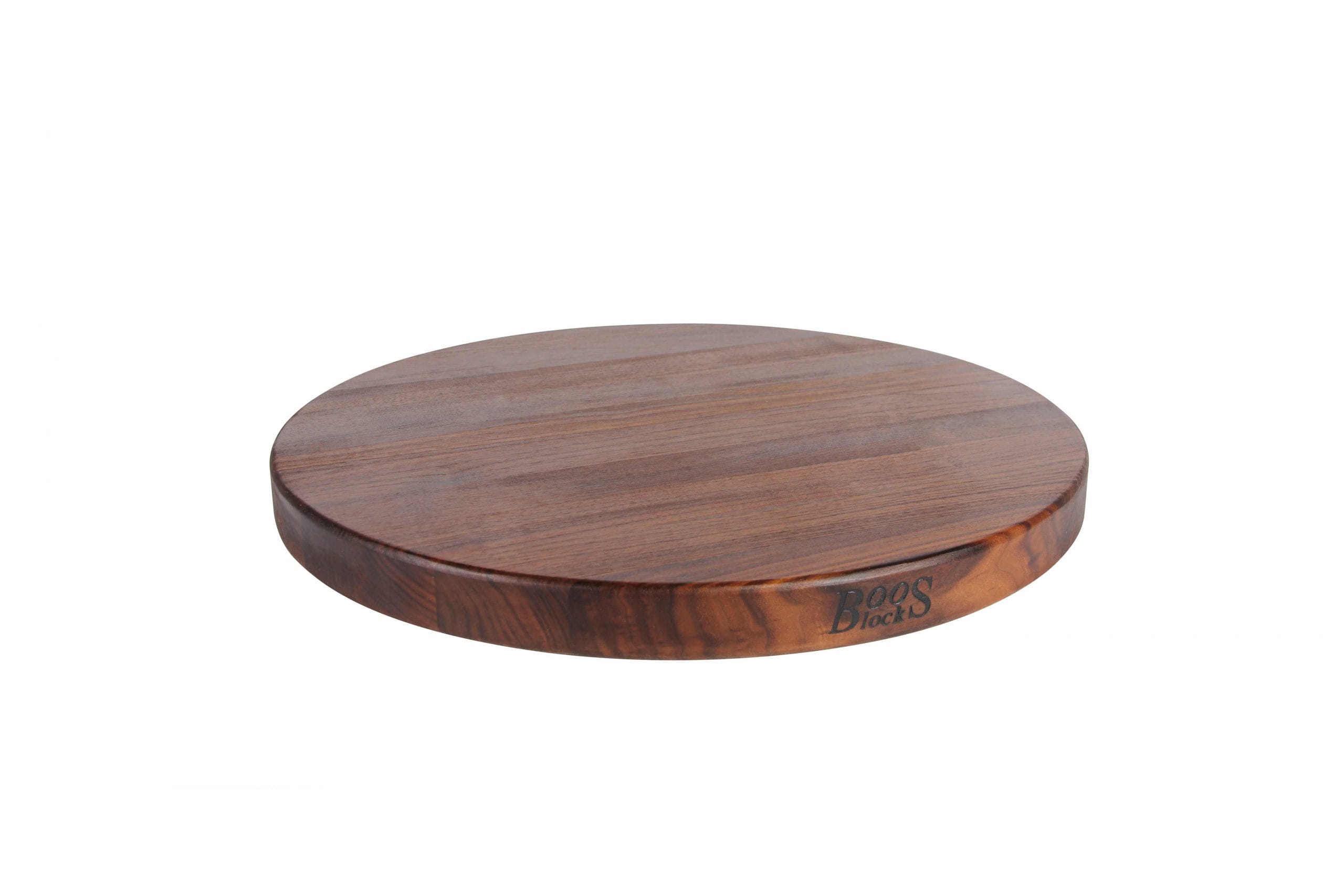 Pro Chef round chopping board with recessed handles; black walnut; can be used on both sides 41