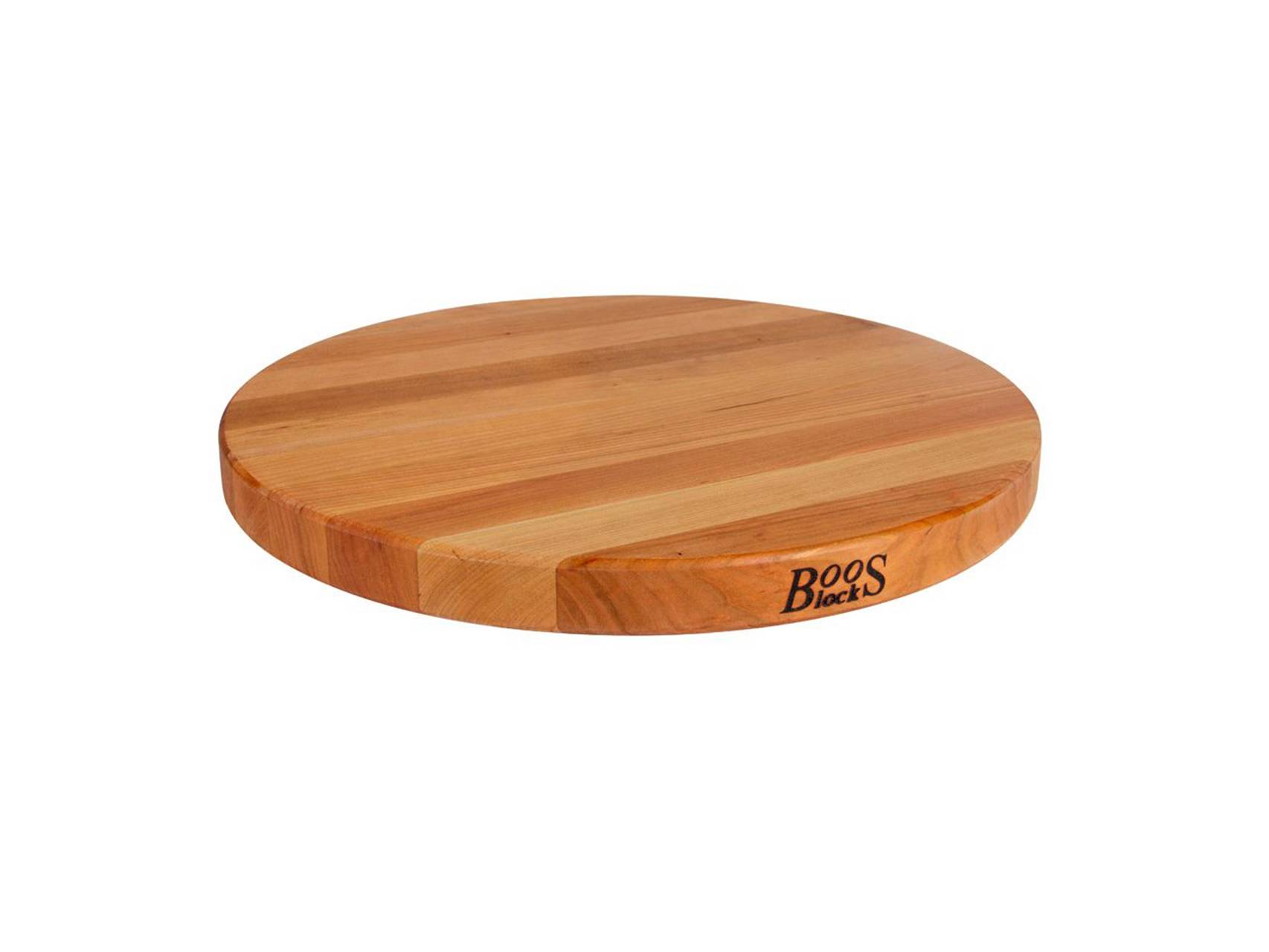 Pro Chef round cutting board with recessed handles; American Cherry; can be used on both sides 71