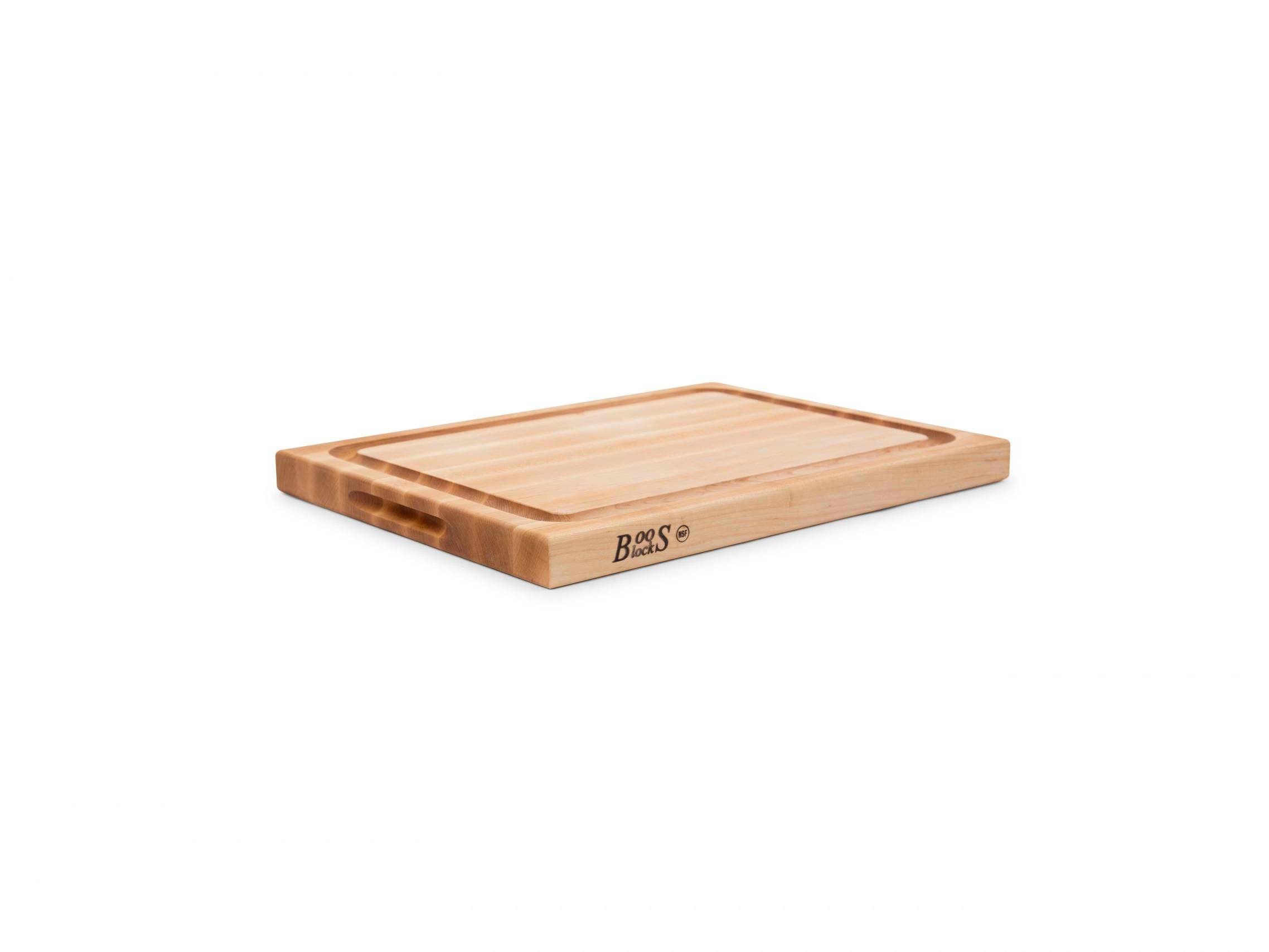 Pro Chef Hard Maple chopping board with juice groove and recessed grip; can be used on both sides 31