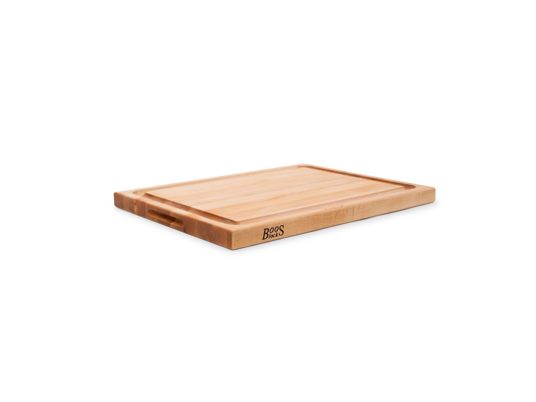 Pro Chef Hard Maple chopping board with juice groove and recessed handles; can be used on both sides 35