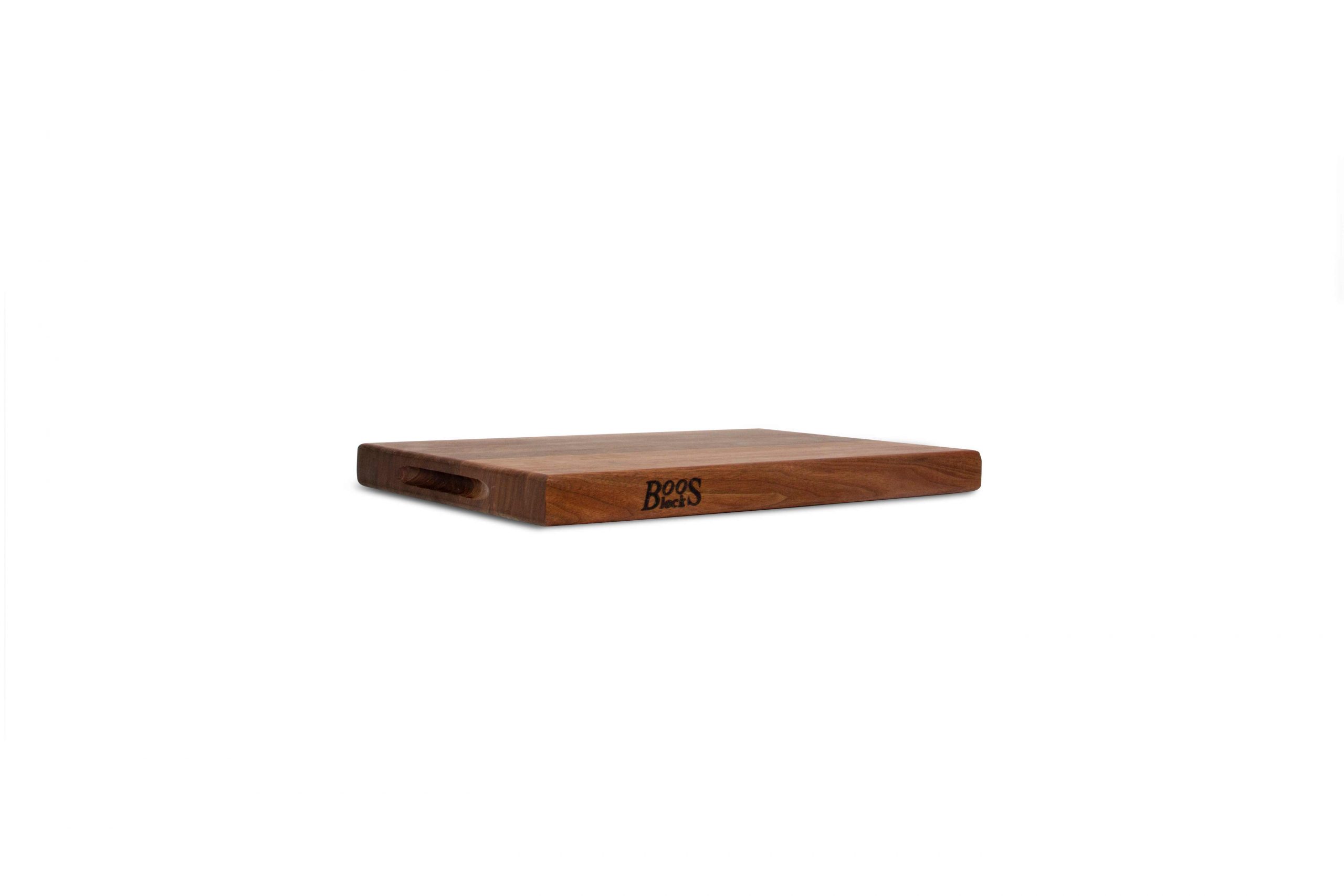Pro Chef Black Walnut cutting board with recessed handles; can be used on both sides 17