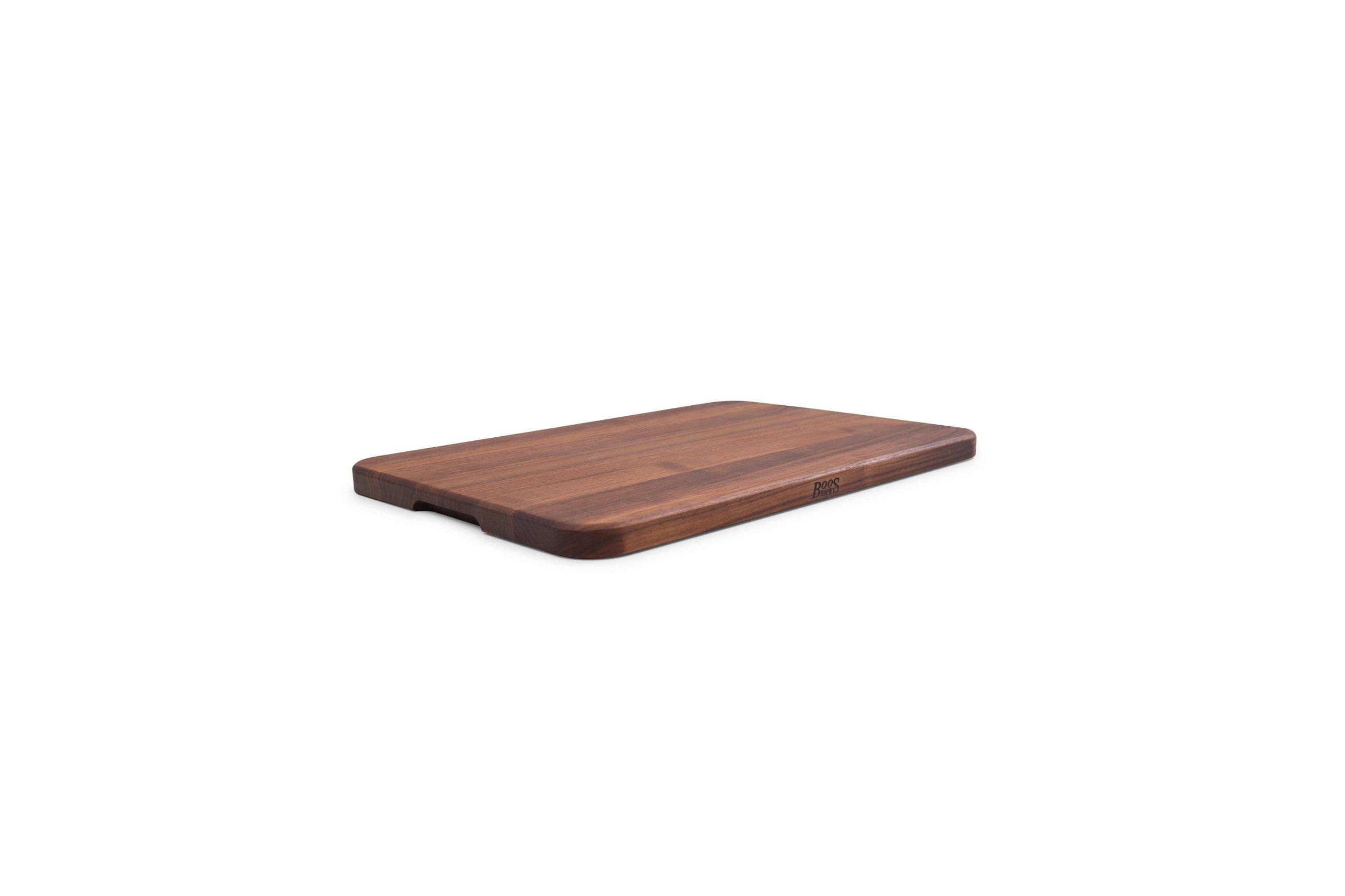 Chop-N-Serve Black Walnut chopping board with recessed grips; can be used on both sides 33