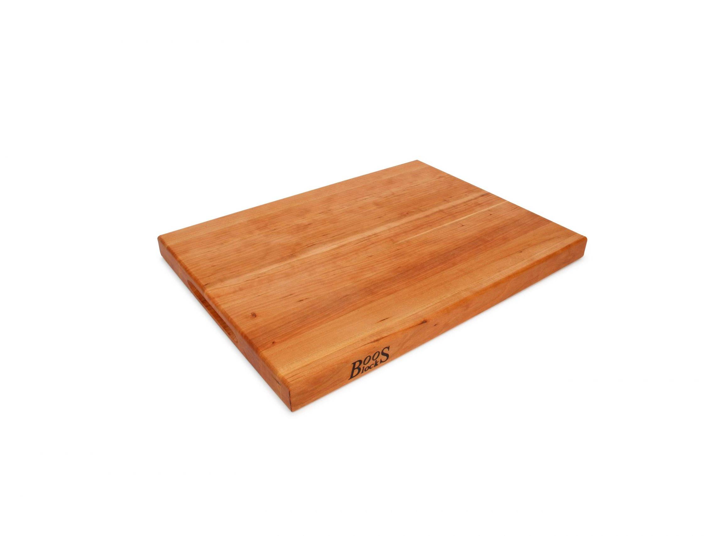Pro Chef American Cherry cutting board with recessed handles; can be used on both sides 31