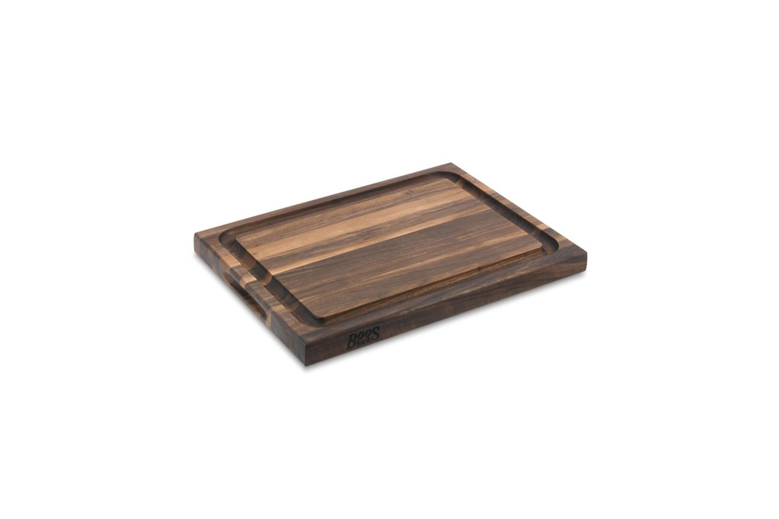Pro Chef Black Walnut cutting board with juice groove and recessed handles; can be used on both sides 15