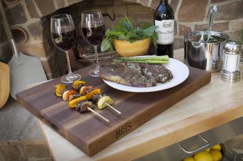 Pro Chef Black Walnut cutting board with recessed handles; can be used on both sides 27