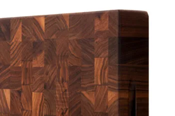 Black Walnut face wood chopping board with recessed grips; can be used on both sides 15