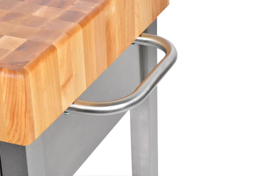 Cucina Kitchen & Wine Servierwagen mit Stirnholz-Arbeitsplatte aus Hard Maple und Edelstahlbasis mit einer Ablage, Handtuchhalter; feststellbare Rollen 3