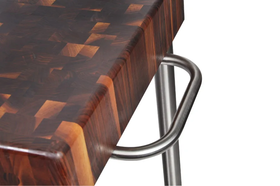 Cucina Kitchen & Wine Servierwagen mit Stirnholz-Arbeitsplatte aus Black Walnut und Edelstahlbasis mit einer Ablage, Handtuchhalter; feststellbare Rollen 3