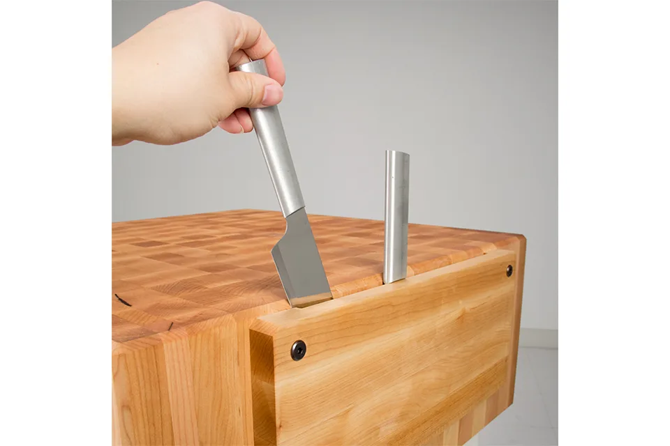 Klassischer Boos® PCA Butcher Block mit Messerhalter; Stirnholzkonstruktion; North American Hard Maple; natürliches Finish mit Bienenwachs 4 Klassischer Boos® PCA Butcher Block mit Messerhalter; Stirnholzkonstruktion; North American Hard Maple; natürliches Finish mit Bienenwachs 3