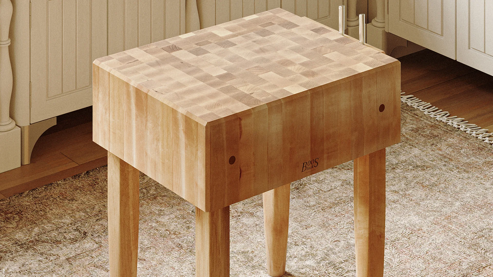 Klassischer Boos® PCA Butcher Block mit Messerhalter; Stirnholzkonstruktion; North American Hard Maple; natürliches Finish mit Bienenwachs 8 Klassischer Boos® PCA Butcher Block mit Messerhalter; Stirnholzkonstruktion; North American Hard Maple; natürliches Finish mit Bienenwachs 7