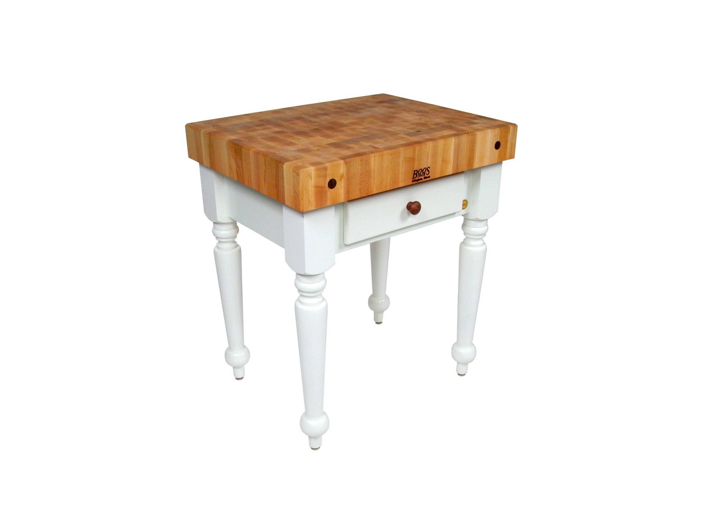 Boos® Maple Rustica Kitchen Island with 10cm thick end panel and drawer 33