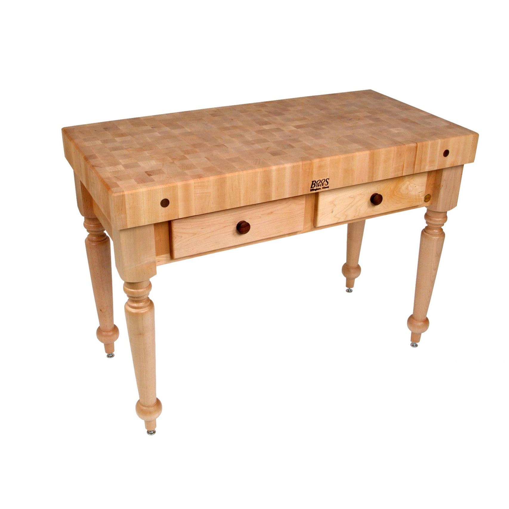 Boos® Maple Rustica Kitchen Island mit 10cm dicker Stirnholzplatte und Schublade 1