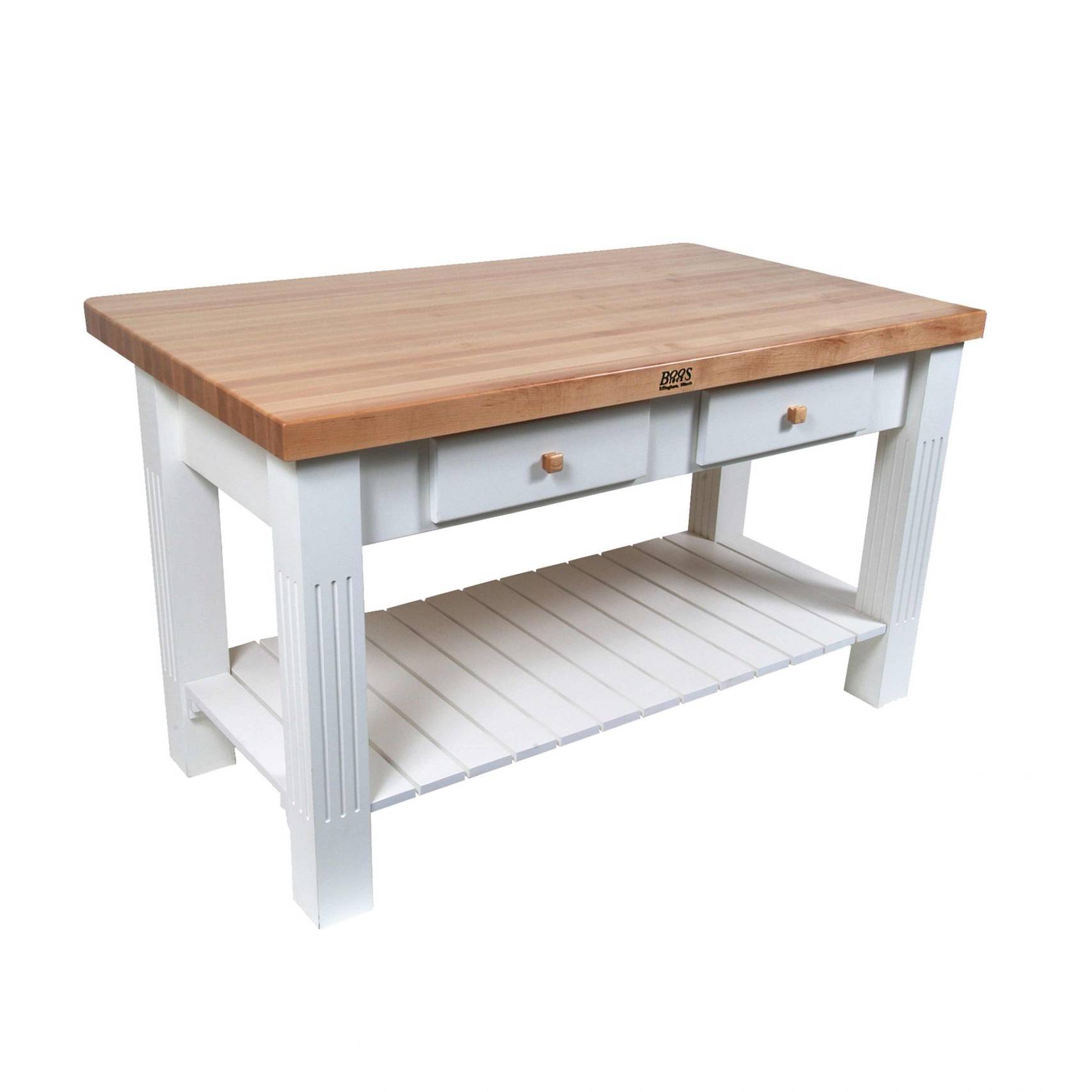 Boos® Maple Grazzi Table mit Langholzplatte inkl. umklappbarem Plattenteil (ca. 20cm), unterer Ablage und Utensilienschubladen 25