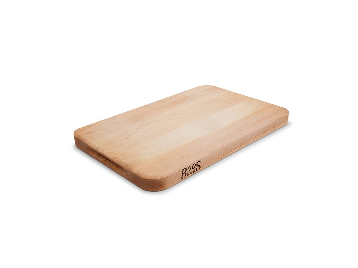 Chop-N-Serve hard maple chopping board with recessed grips; can be used on both sides 11